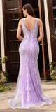Cinderella Divine CD981 Long Pastel Column Beaded Lace Dress
