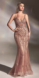 Cinderella Divine CD992 Floor Length Embellished Fitted Mermaid Gown