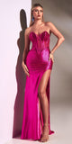 Ladivine CDS419 Full Length Strapless Corset Gown with Hot Stones