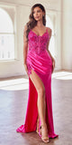 Cinderella Divine CDS439 Ultra Sleek Glitter Satin Boned Bodice Long Formal Gown