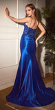 Cinderella Divine CDS439 Ultra Sleek Glitter Satin Boned Bodice Long Formal Gown
