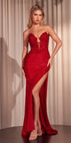 Ladivine CDS465 Long Strapless Lace Bodice Iridescent Fitted Dress