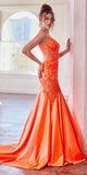 Ladivine CDS470 Long Stretch Satin and Glitter Boned Mermaid Gown