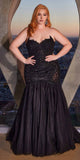 Ladivine CDS482 Long Fitted Strapless Lace and Tulle Mermaid Gown