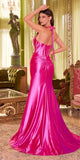 Ladivine CDS492 Long Satin Halter Dress with Rhinestone Details