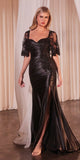 Ladivine CDS499 Stretch Satin Fitted Dress & Removable Lace Caplet