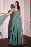 Ladivine CDS509 Dress Chiffon A-Line Gown & Long Cape Sleeves