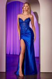 Ladivine CDS521 Dress Strapless Lace & Stretch Satin Gown