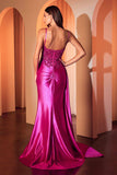 Ladivine CDS524 Dress Fitted Satin & Lace Evening Gown