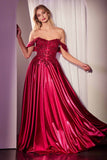 Ladivine CDS525 Dress Off The Shoulder Lace & Satin A-Line Prom Gown