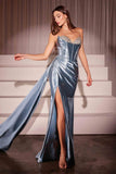 Ladivine CDS526 Dress Micro Crystal Strapless Satin Gown