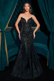Ladivine CDS545 Strapless Mermaid Gown Floral Sequin