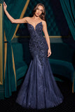 Ladivine CDS545 Strapless Mermaid Gown Floral Sequin