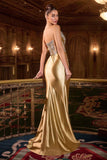 Ladivine CDS546 Strapless Fitted Stretch Satin Corset Bodice Evening Gown