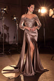 Ladivine CDS549 Mother of the Bride Fitted Gown Off Shoulder