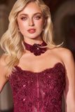 Ladivine CDS550 Fit and Flare Strapless Matching Chocker Evening Gown