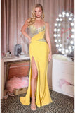 Ladivine CDS552 Star Glamour Luxurious Stretch Satin Fitted Formal Gown