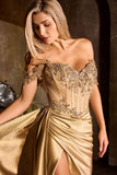 Ladivine CDS554 Opulent Off Shoulder Sparkle Fitted Gown