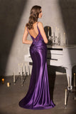 Ladivine CDS559 Fitted Corset Embellished Bodice Open Leg Slit Gown