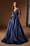 Ladivine CDS569 Three Quarter Sleeve Mikado Skirt A-Line Gown