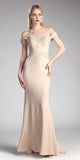 Cinderella Divine CF158 Off Shoulder Floor Length Evening Gown Applique Bodice