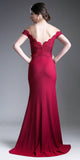 Cinderella Divine CF158 Off Shoulder Floor Length Evening Gown Applique Bodice