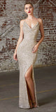 Cinderella Divine CF199 Long Slim & Sexy Gown Cowl Neckline Front Leg Slit