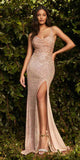 Cinderella Divine CF199 Long Slim & Sexy Gown Cowl Neckline Front Leg Slit