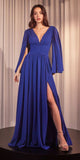 Ladivine CH028 Long A-Line Caplet Dress in Chiffon