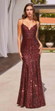 Ladivine CH066 Long Fitted Sequin Mermaid Gown
