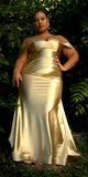 Cinderella Divine CH163C Strapless Off the Shoulder Fitted Gown