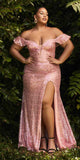 Cinderella Divine CH167 Long Off the Shoulder Sequins Dress with Slit