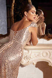 Cinderella Divine CH171 Cap Sleeve Long Sequins Fitted Gown