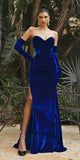 Cinderella Divine CH176 Vintage Velvet Hollywood Strapless Fitted Gown