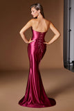 Ladivine CH2602 Strapless Corset Bodice Two Piece Fitted Luxe Satin Gown