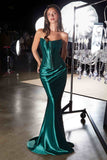 Ladivine CH2602 Strapless Corset Bodice Two Piece Fitted Luxe Satin Gown