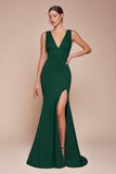 Ladivine CH395 Long Sleeveless V-Neckline Chiffon Dress