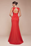 Ladivine CH395 Long Sleeveless V-Neckline Chiffon Dress
