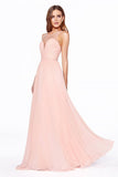Cinderella Divine CJ251 Long A-Line Chiffon Dress Illusion Neckline