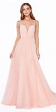 Cinderella Divine CJ251 Long A-Line Chiffon Dress Illusion Neckline