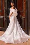 Ladivine CJ933W Plunging Sweetheart Beaded Fitted Mermaid Wedding Gown