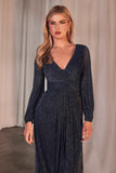 Ladivine CK2141 Long Sleeve Sheath Draped Dress