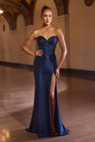 CLEARANCE - Ladivine CK918 Sweetheart Fitted Shimmering Champagne/Gold Gown (Size 2)