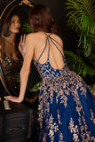 Ladivine CM323 Long A-line Glitter Print Ball Gown