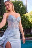Ladivine CM369 Dress Strapless Stretch Taffeta Fitted Gown