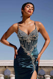 Ladivine CM383 Fitted Crystal & Satin Bodycon Dress