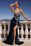 Ladivine CM383 Fitted Crystal & Satin Bodycon Dress