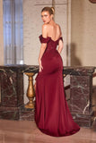 Ladivine CM387 Off the Shoulder Sculpted Beaded Bodice Fitted Gown