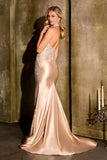 Ladivine CM391 Sparkling Halter Crystal Beadwork Glamorous Fitted Gown