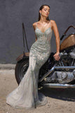 Ladivine CR383 Fitted Silhouette Crystal and Sequin Formal Dress